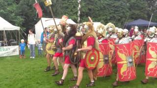 Roman Reenactment at the Amphitheatre in Caerleon Marching In [upl. by Rumpf243]