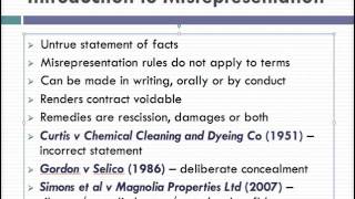 Misrepresentation Lecture 1 of 4 [upl. by Balliett455]